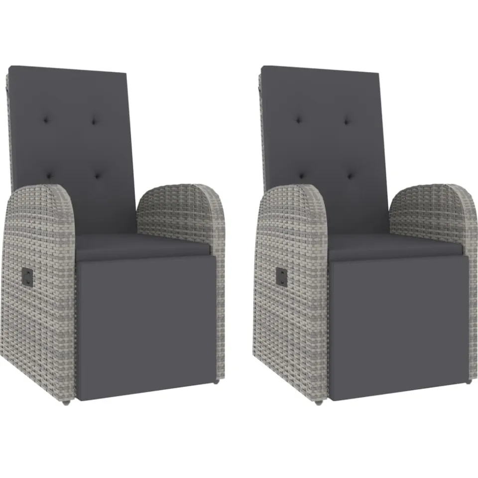 vidaXL 3-delige Loungeset poly rattan en massief acaciahout grijs, foto 3