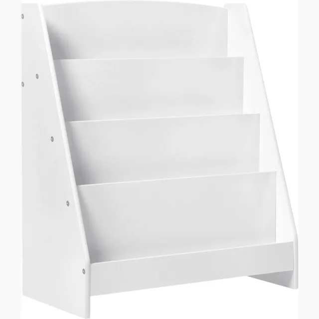 huis-tuin online Boekenkast - Kinderkast - 60x70x30 cm (B x H x D) - Met 4 Open Compartimenten - Boekenplank -Boekenrek - Kinderkamer - Wit