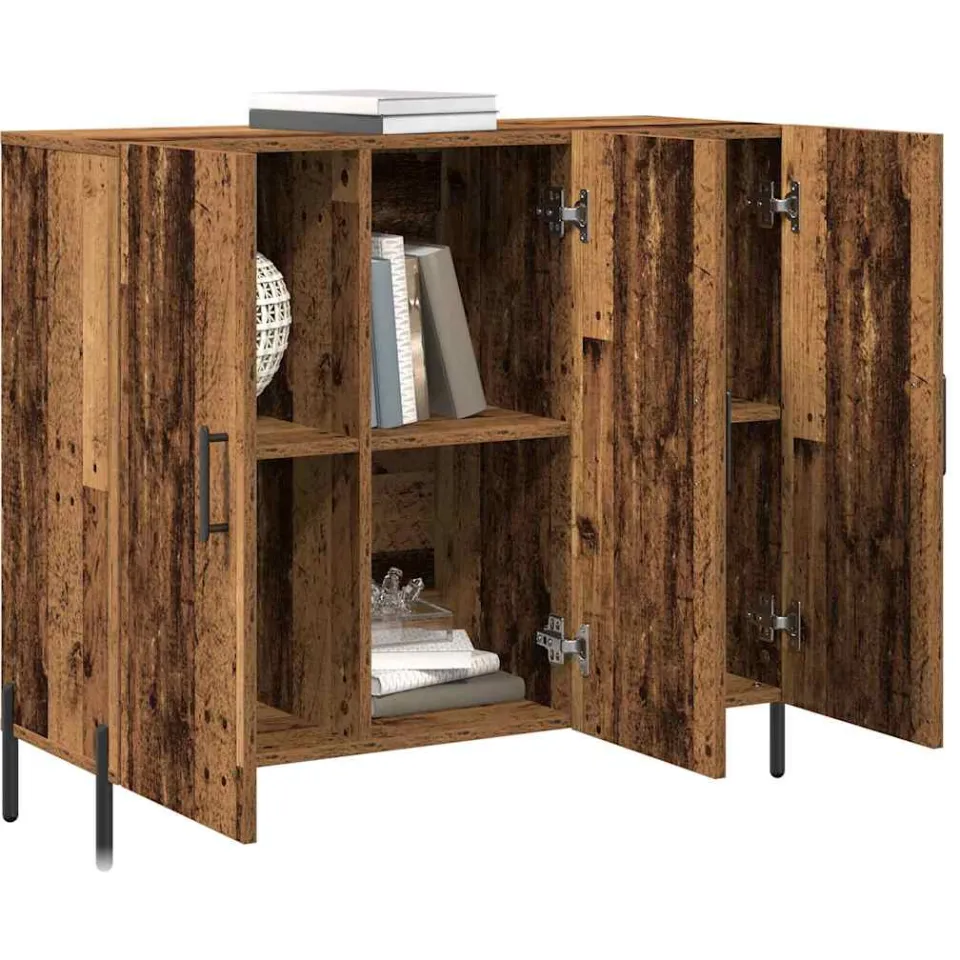 vidaXL Dressoir Oudhout 90 x 34 x 80 cm Bewerkt hout Bruin
