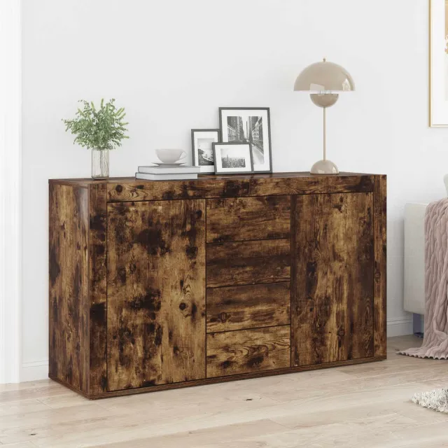 vidaXL Dressoir Gerookt eiken 120 x 36 x 69 cm Bewerkt hout, foto 2