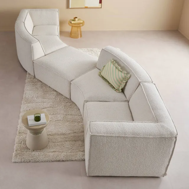 NOUS Living Newton 4-zitsbank crème Crème bouclé