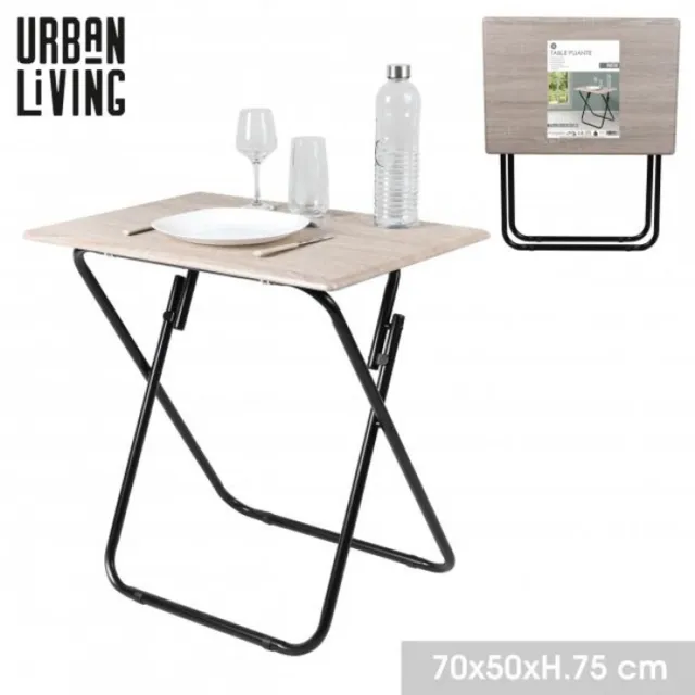 Urban Living "PRATIK" Opvouwbare tafel – 70 x 50 x H70 cm Zwart en lichte houtlook