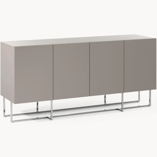 Westwing Collection Houten dressoir Joe Taupe, Zilverkleurig