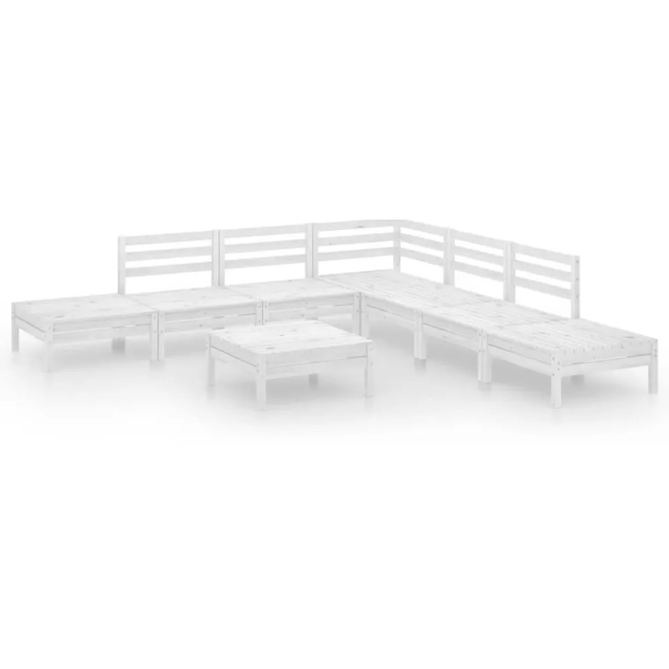 vidaXL 8-delige Loungeset massief grenenhout wit, foto 3