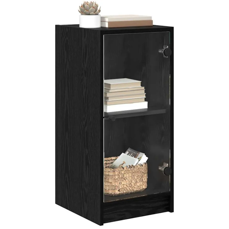 vidaXL Dressoir Zwart eiken 35 x 37 x 76 cm Bewerkt hout
