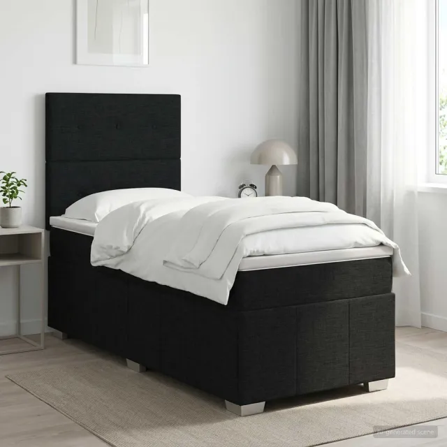 vidaXL Boxspringbed met matras met hoofdeinde Zwart 80 x 200 cm Stof