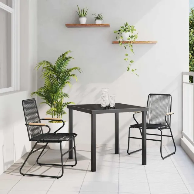 vidaXL Tuin eettafelset 3 st Zwart Gepoedercoat staal, foto 2