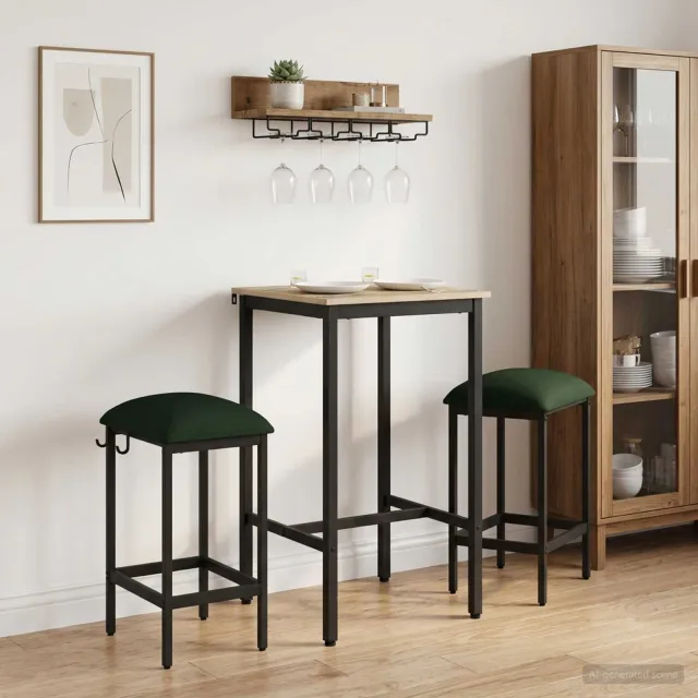 vidaXL Barkruk 2 st Donkergroen 40 x 32 x 64 cm Bewerkt hout groen, foto 2