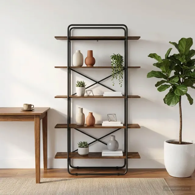 vidaXL Boekenrek 5-laags 100 x 35 x 175,5 cm PB Gerookt eiken, foto 2
