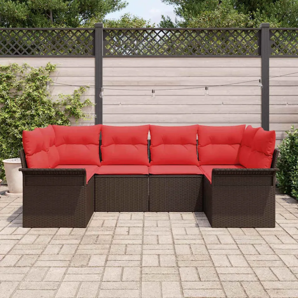 vidaXL Tuin Sofa Set 6 st Bruin poly rattan, foto 3