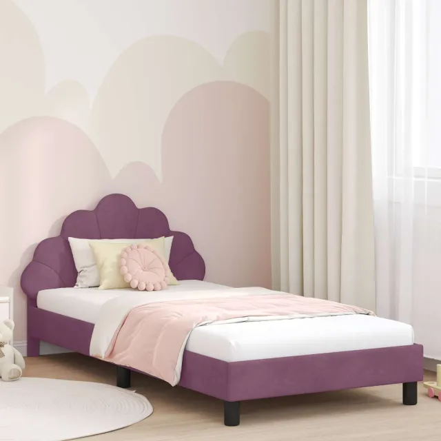 vidaXL Bedframe voor kinderen met hoofdbord Paars 90 x 190 cm Fluweel