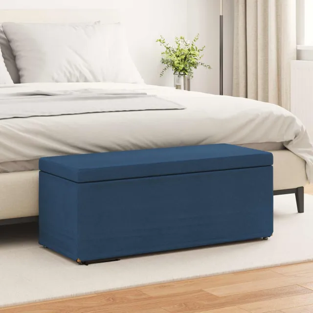vidaXL Kruk Blauw 101 x 41 x 40 cm Stof en Geëngineerd Hout, foto 2