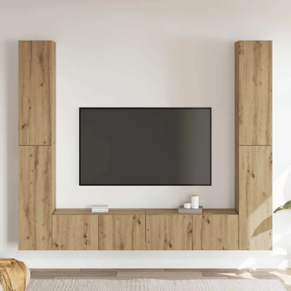 vidaXL Tv-wandkasten 6 st bewerkt hout artisanaal eikenkleurig, foto 3