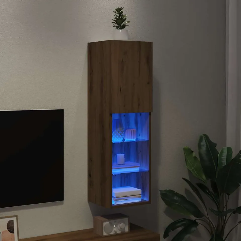 vidaXL Tv-meubel met LED-verlichting 30,5x30x102 cm artisanaal eiken, foto 3