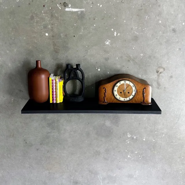 GoudmetHout Zwevende Wandplank Industrieel - 80 x 30 cm Muurplank - Zwart Eiken Hout - Decoratie Wandrek & Boekenrek - Hangplank Keuken - Floating Wall Shelf met Blinde Montage