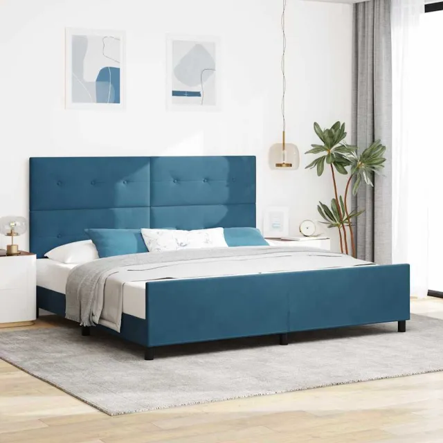 vidaXL Boxspringbed met hoofdeinde Donkerblauw 200 x 200 cm Fluweel