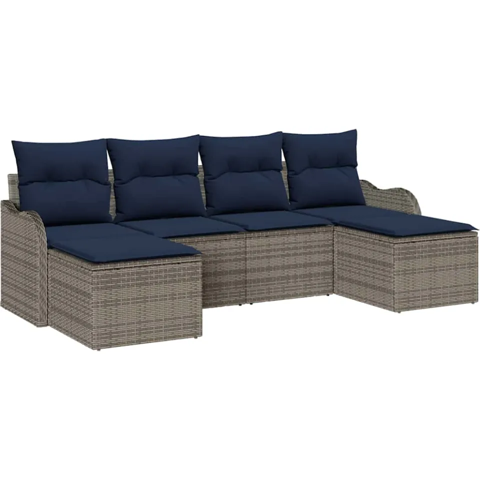vidaXL Bankstel 6 st Grijs Polyester