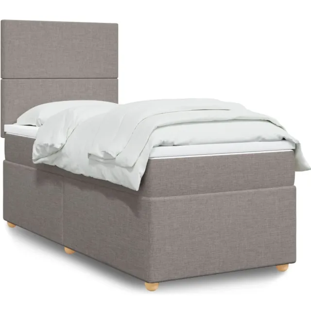 vidaXL Boxspring met matras stof taupe 80x200 cm