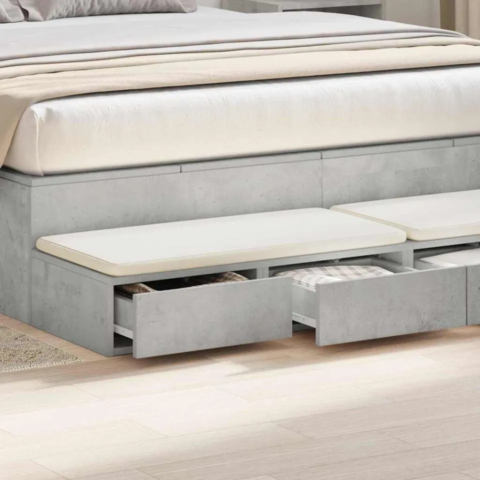 vidaXL Bedlades Beton Grijs 150 x 36,5 x 16,5 cm Bewerkt hout, foto 3