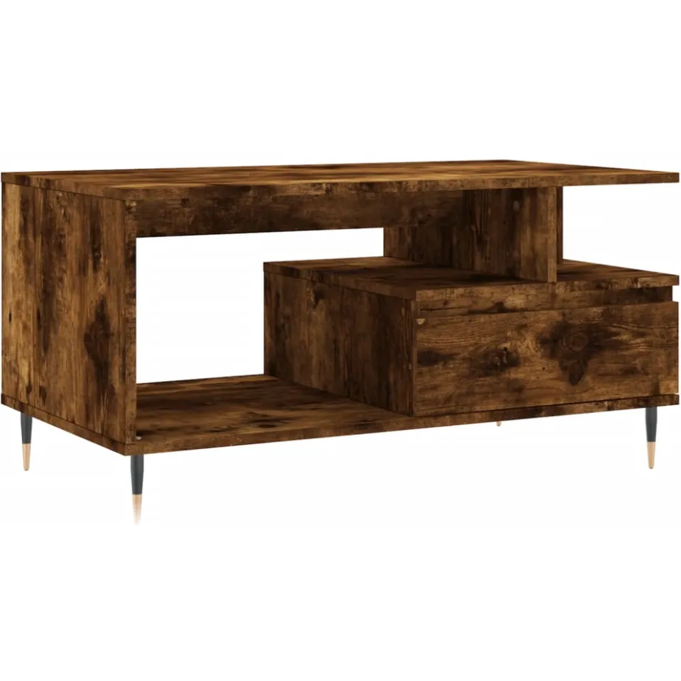 vidaXL Salontafel 90x49x45 cm bewerkt hout gerookt eikenkleurig, foto 3
