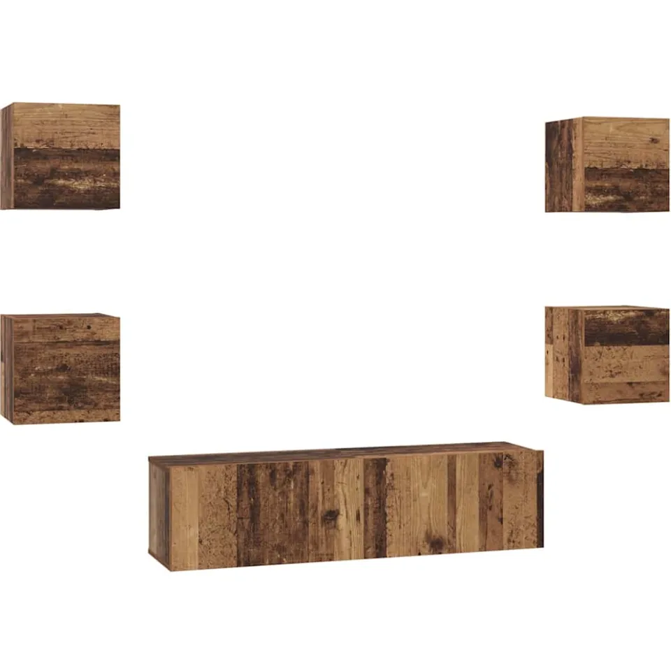 vidaXL Tv-meubelset 6 st 60 x 30 x 30 cm Oud Hout bruin, foto 3
