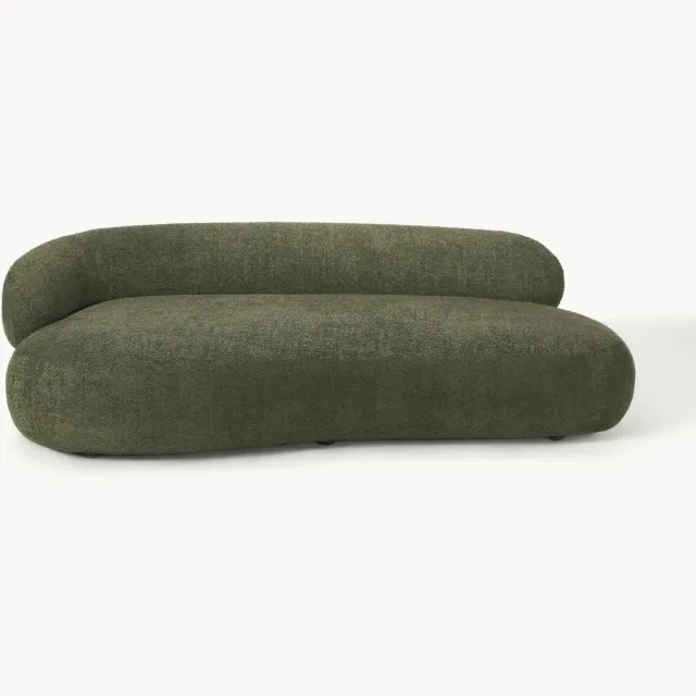 Westwing Collection Bank Alba (3-zits) van teddy bouclé Groen