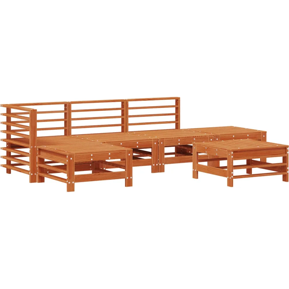 vidaXL Tuin loungeset 6 st Wasbruin Massief grenenhout