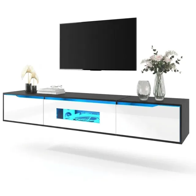 Archi TV-meubel - TV Kast - LED-verlichting – USB-aansluiting – Modern Zwart/Wit Design – Voor 50-59 Inch TV’s - 180 cm