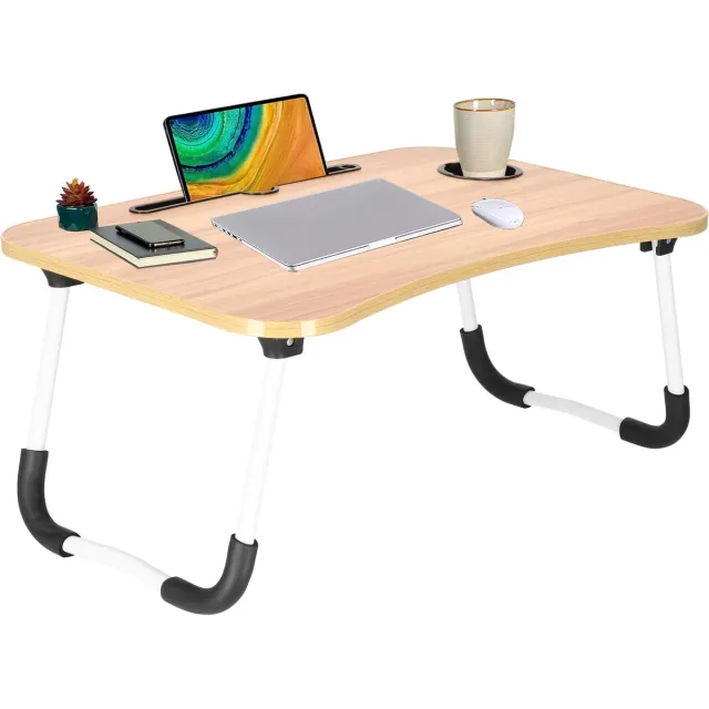 springos Laptoptafel | Bedtafel | Tablethouder | Laptopstandaard | 60 x 40 cm | Houtimitatie Imitatiehout