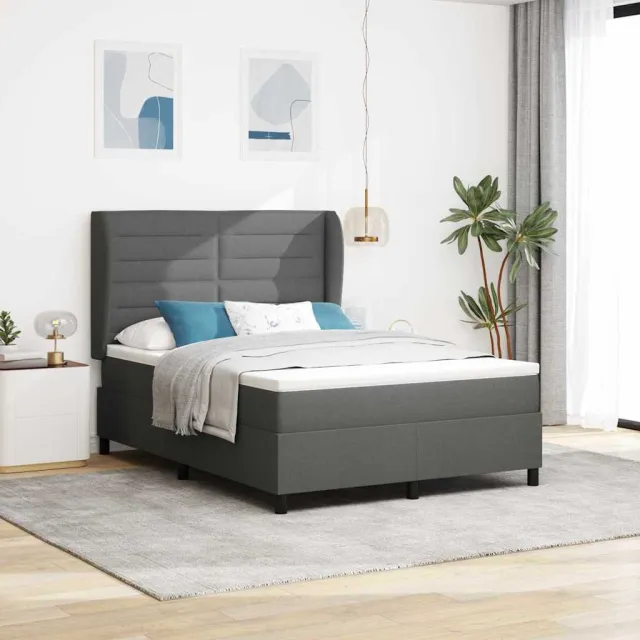 vidaXL Boxspring bed met matras Donkergrijs 160 x 200 cm Stof