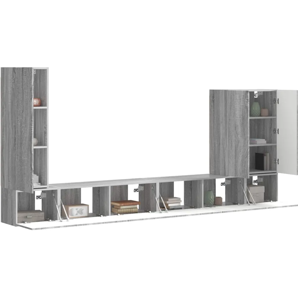 vidaXL TV Wandkast Set 6 st 98 x 31 x 29,5 cm Grijs Sonoma
