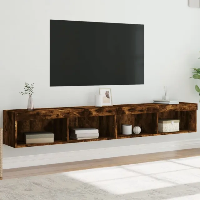 vidaXL Tv-meubels met LED-verlichting 2 st 100x30x30 cm gerookt eiken Bruin