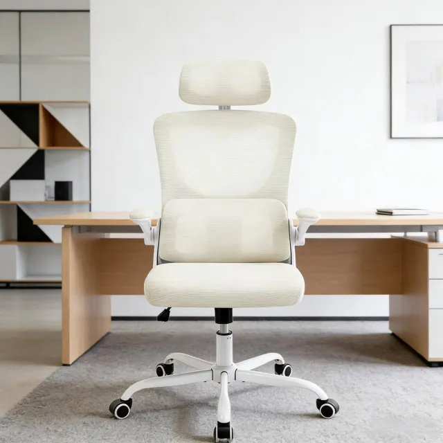 CHICFURN Bureaustoel - Verstelbare zithoogte - Mesh - Beige