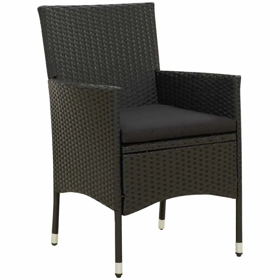 vidaXL 9-delige Tuinset met kussens poly rattan zwart