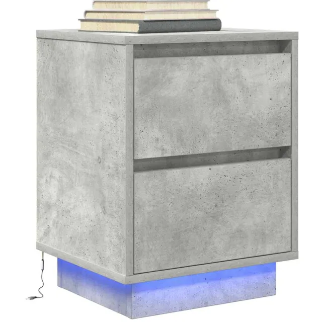 vidaXL Nachtkastje met LED-verlichting 38x34x50 cm betongrijs Bruin