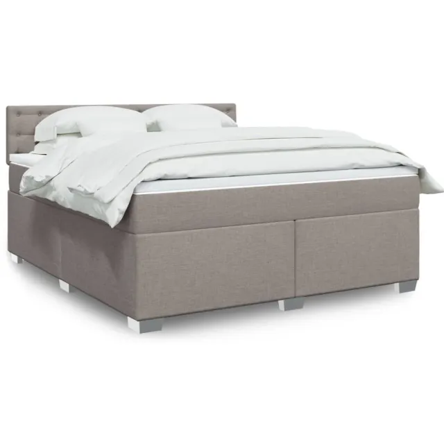 vidaXL Boxspring met matras stof taupe 180x200 cm