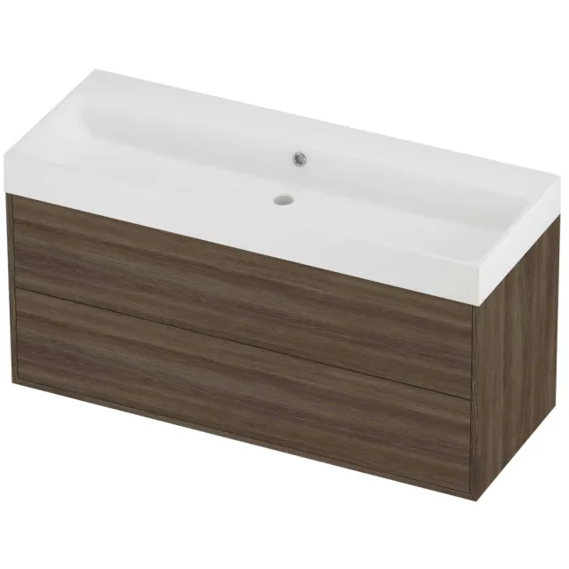 Proline Podium Badmeubelset Polystone Loft 2 Laden 120x46x62 cm Mat White Vital Oak Eiken
