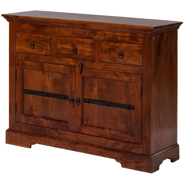 MASSIVMOEBEL24 .DE acacia commode / ladekast donkerbruin massief hout 120x40x90 cm (BxTxH) gelakt volledig massief gemonteerd OXFORD #531