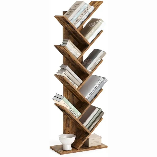 uJOY Boekenkast - Geschikt voor woonkamer, slaapkamer of hal - Kleur bruin - Per plank 10kg - Uniek ontwerp - Boekenrek Vintage bruin