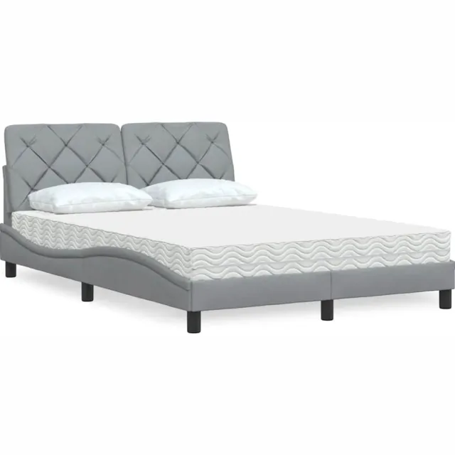 vidaXL Bed met matras stof lichtgrijs 140x190 cm