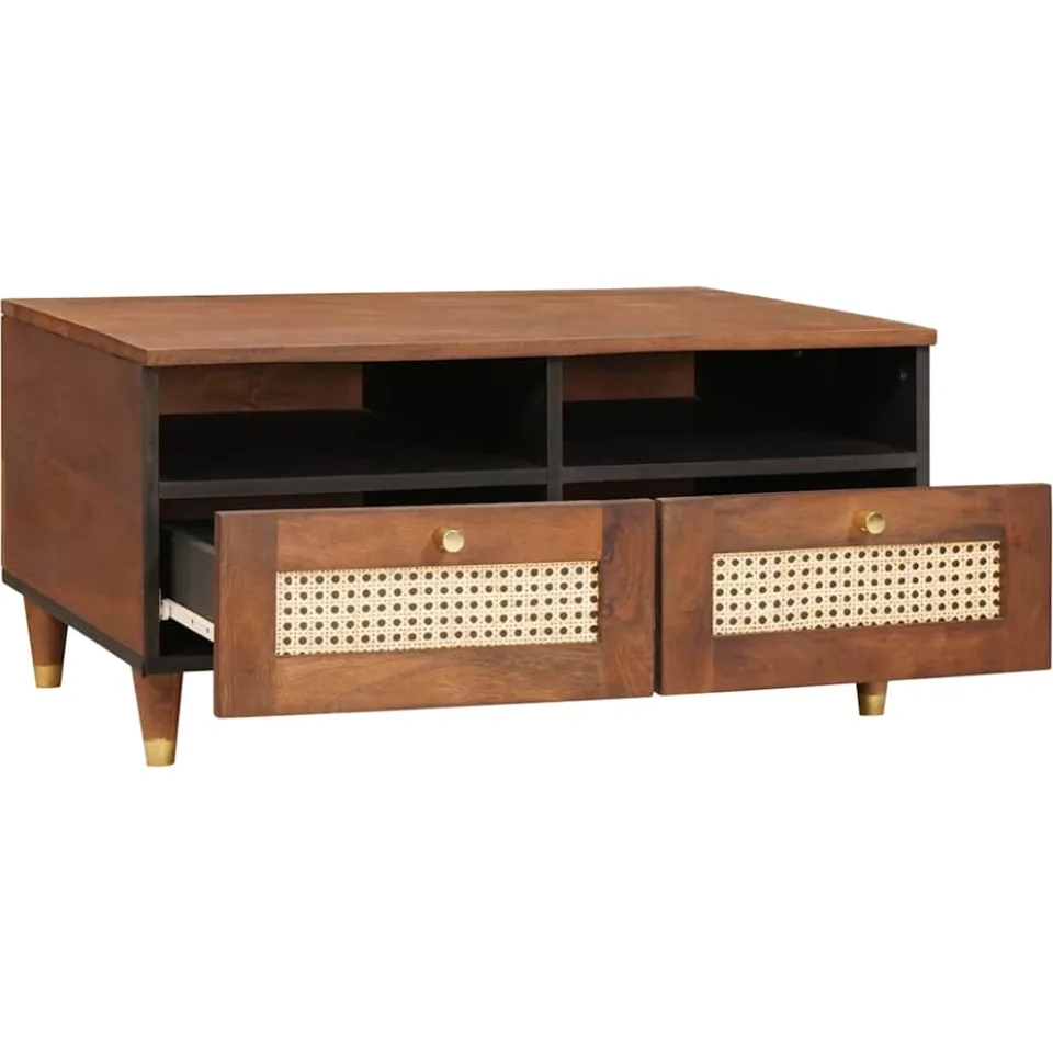 vidaXL Salontafel 80 x 54 x 40 cm Massief Mango Hout bruin, foto 2