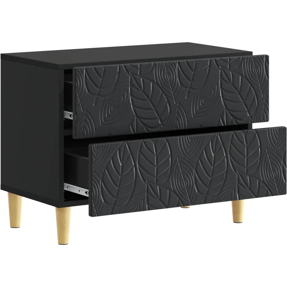 vidaXL Nachtkastje Zwart 62 x 34,5 x 48 cm Bewerkt hout