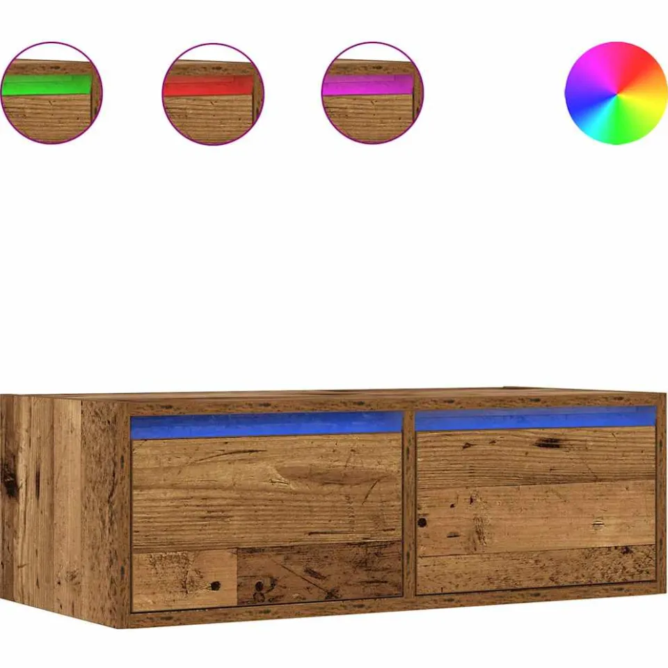 vidaXL Tv-meubel met LED-verlichting 75x35,5x25 cm oud houtkleurig bruin, foto 3