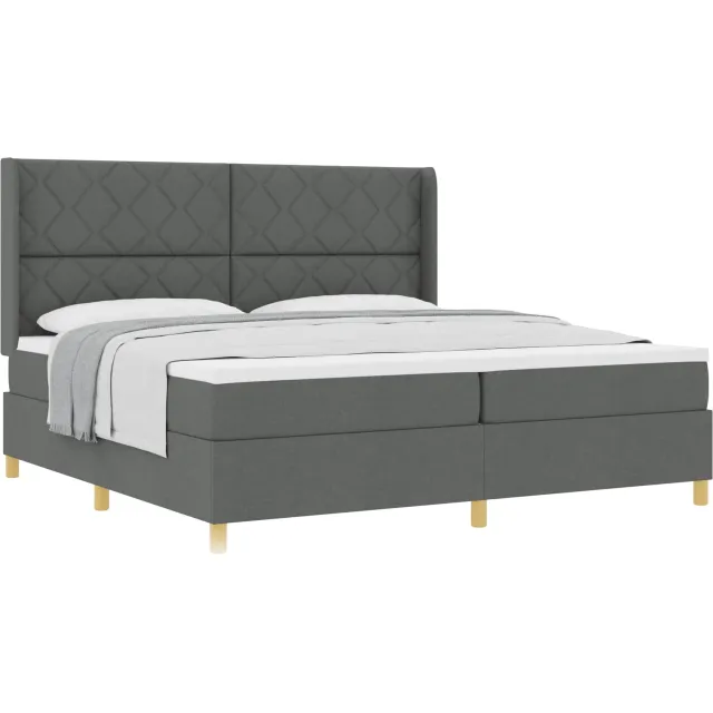 vidaXL Boxspringbed met hoofdeinde Donkergrijs 200 x 200 cm Stof