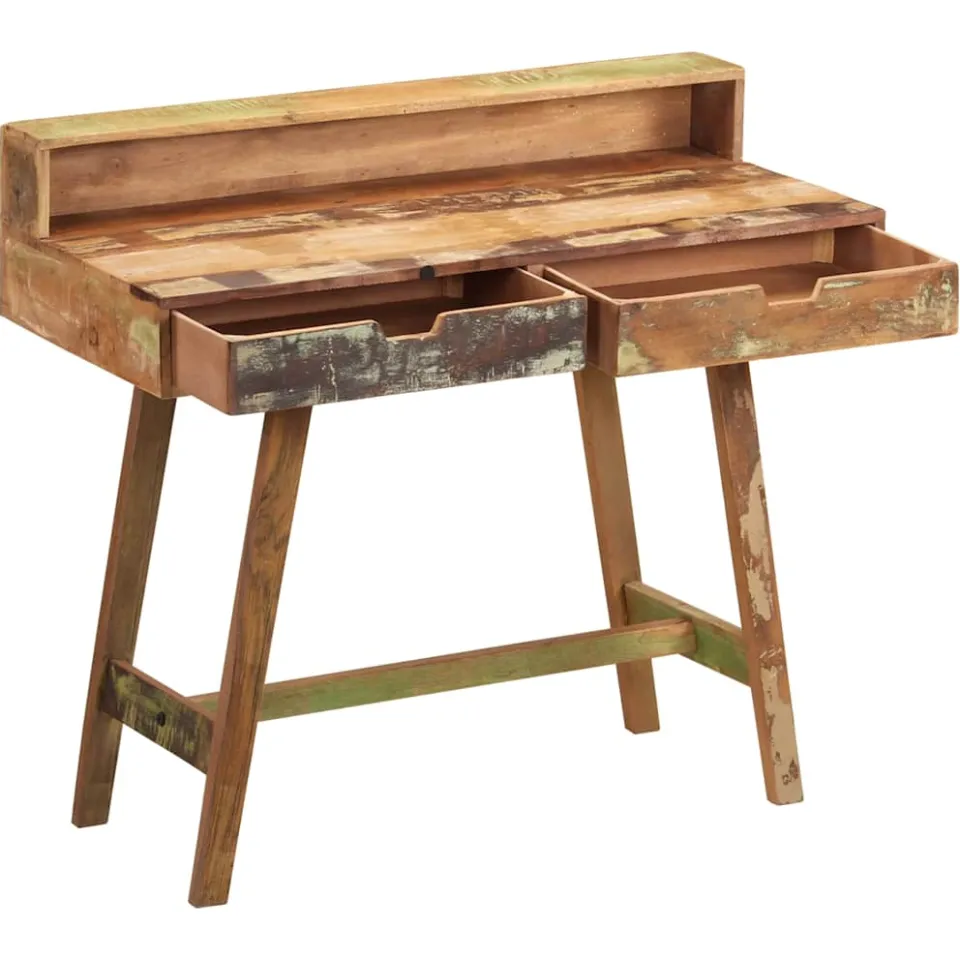 vidaXL Bureau massief gerecycled hout meerkleurig, foto 3