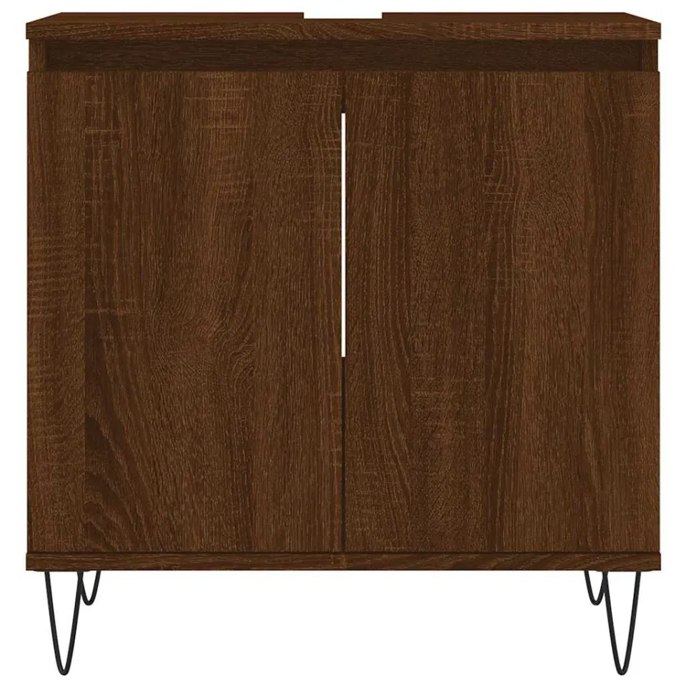 vidaXL Badkamerkast 58x33x60 cm bewerkt hout bruin eikenkleur