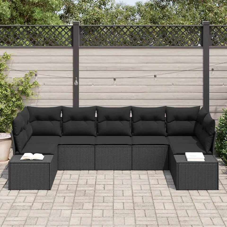 vidaXL Tuin Sofa Set 7 st Zwart poly rattan, foto 3