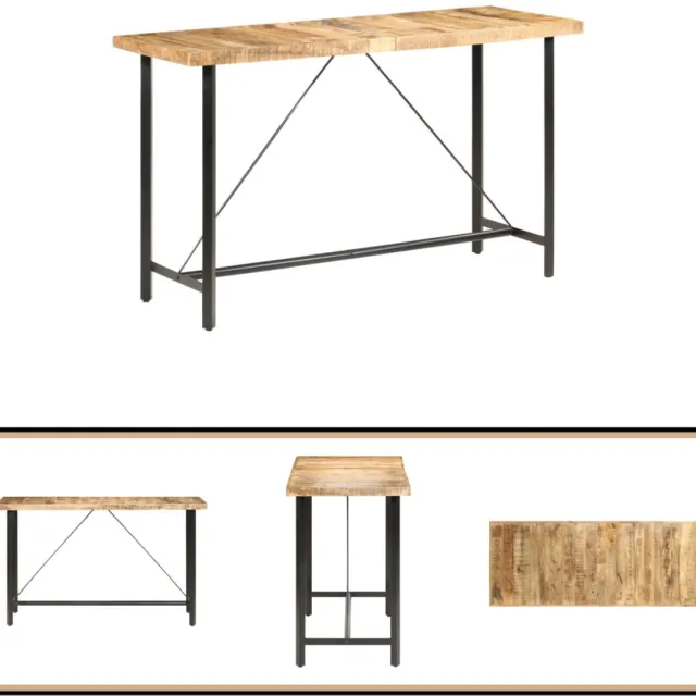 vidaXL Bartafel - 180x70x107 - cm - ruw - mangohout bruin en zwart