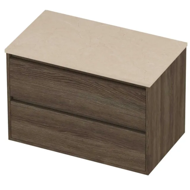 Proline Deck Badmeubelset Hardsteen Greeploos Symmetrisch Kader 80x46x54 cm Sand Stone Vital Oak Eiken