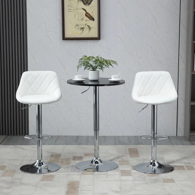OKWISH Bartafel - Ronde Draaibare Tafel Met Verstelbare Hoogte - Voor Keuken en Feestjes - MDF en Metaal Zwart - 61 cm Diameter